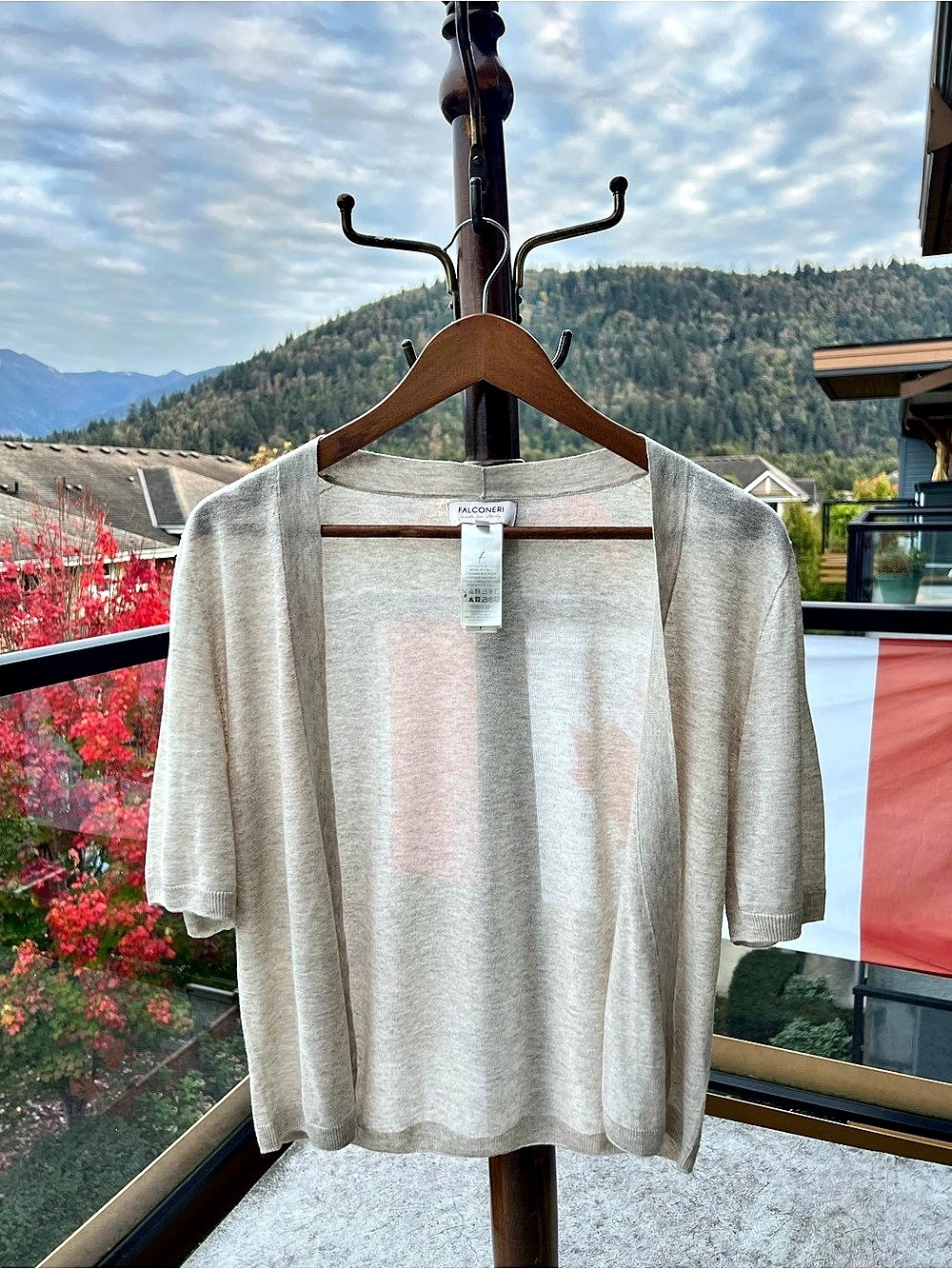 Falconeri Made in Italy Beige Short Sleeve Open Front Cardigan